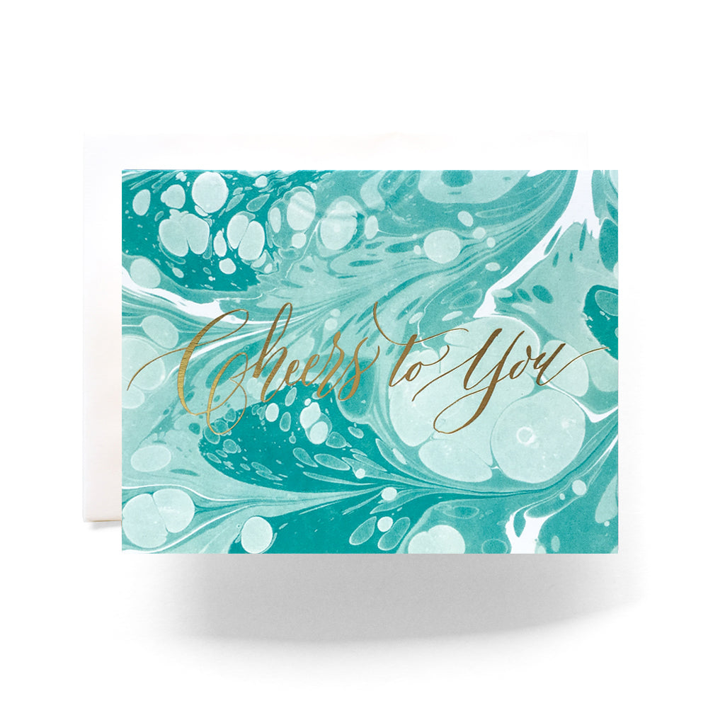 Marble Cheers to You card with marble pattern - perfect for celebrations and congratulations