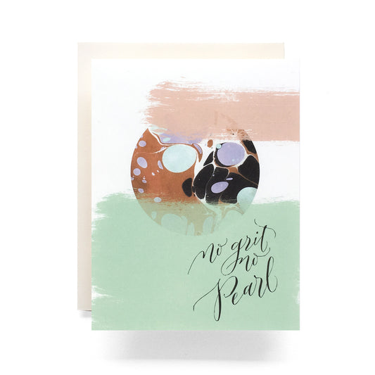 Marble No Grit No Pearl card with a motivational message and marble design, ideal for encouragement and resilience