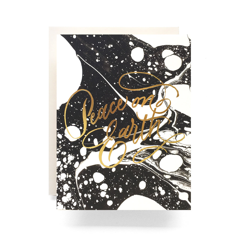 Marble Peace holiday card featuring a serene marble design, perfect for spreading peace this holiday season, blank inside.