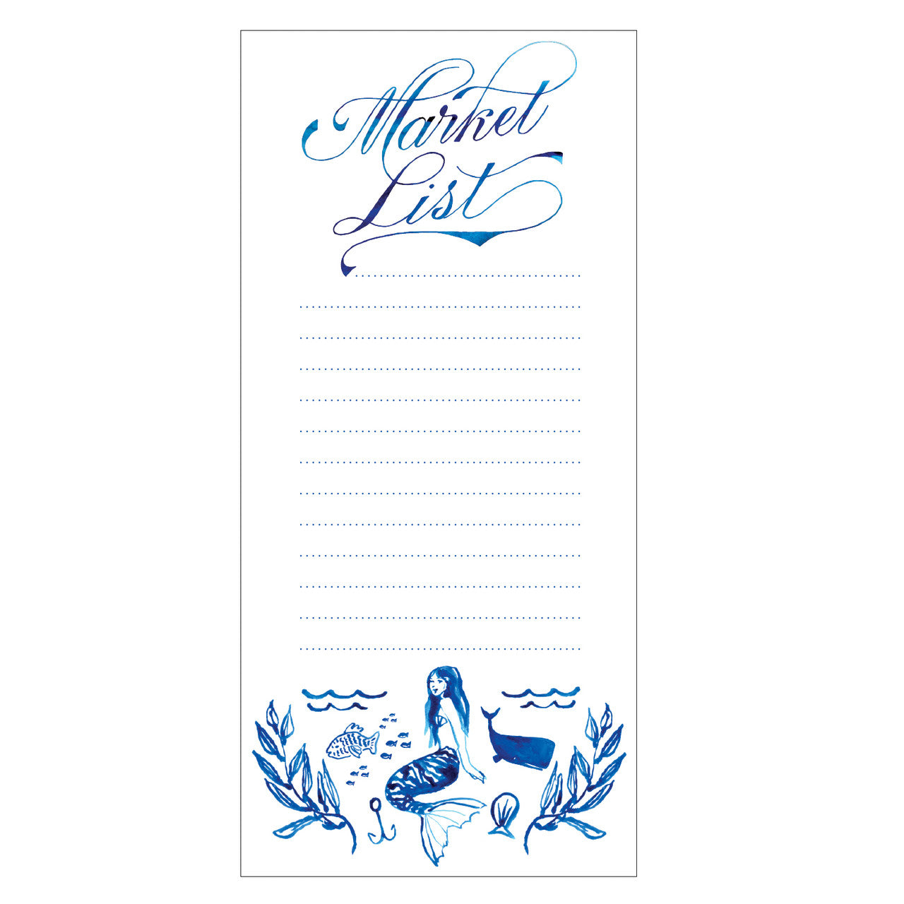 fridge pad with watercolor mermaid, perfect for writing grocery lists.