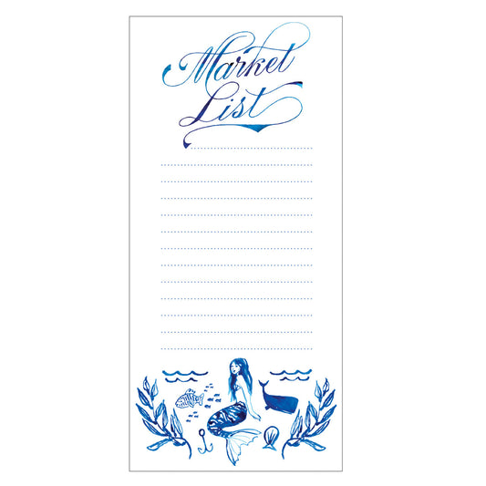 fridge pad with watercolor mermaid, perfect for writing grocery lists.