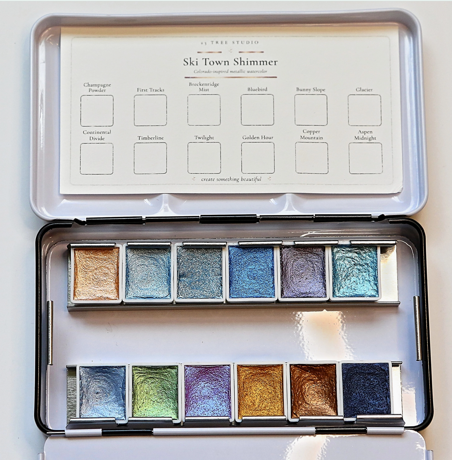 Ski Town Shimmer — 12-Color Metallic Watercolor Set