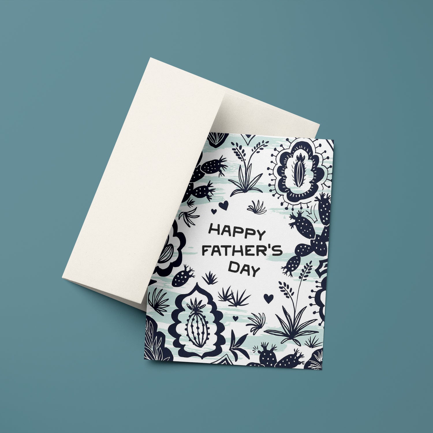 Fiesta Father's Day card with cactus-inspired patterns, perfect for celebrating dads who love desert motifs.