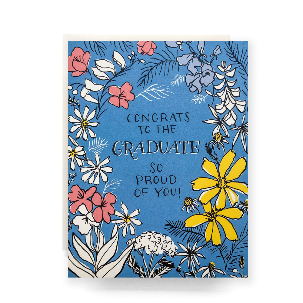 Floral Toile Graduate card with an elegant flower pattern, ideal for graduation congratulations.