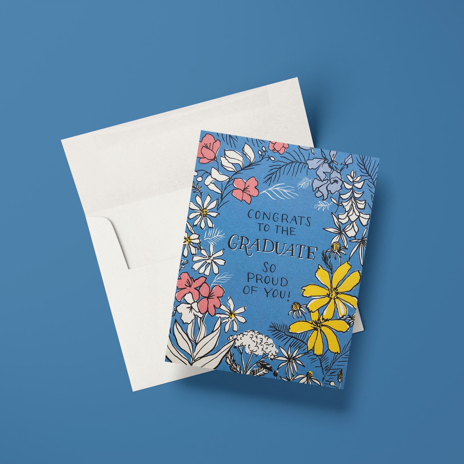 Floral Toile Graduate card with an elegant flower pattern, ideal for graduation congratulations.