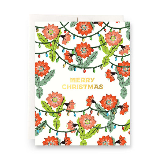 Orchid Cactus Christmas holiday card featuring an exotic orchid cactus design, perfect for a unique holiday greeting, blank inside