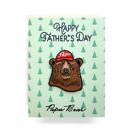 Papa Bear Father's Day card with an iron-on patch of a bear, ideal for honoring dads with a fun and memorable patch.