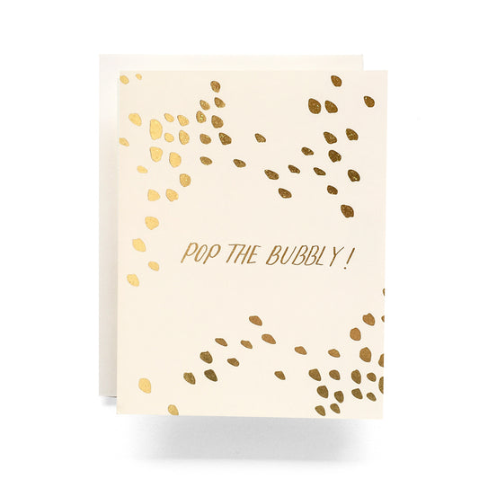 Pop the Bubbly celebration card with bubbly illustration - perfect for weddings and special occasions