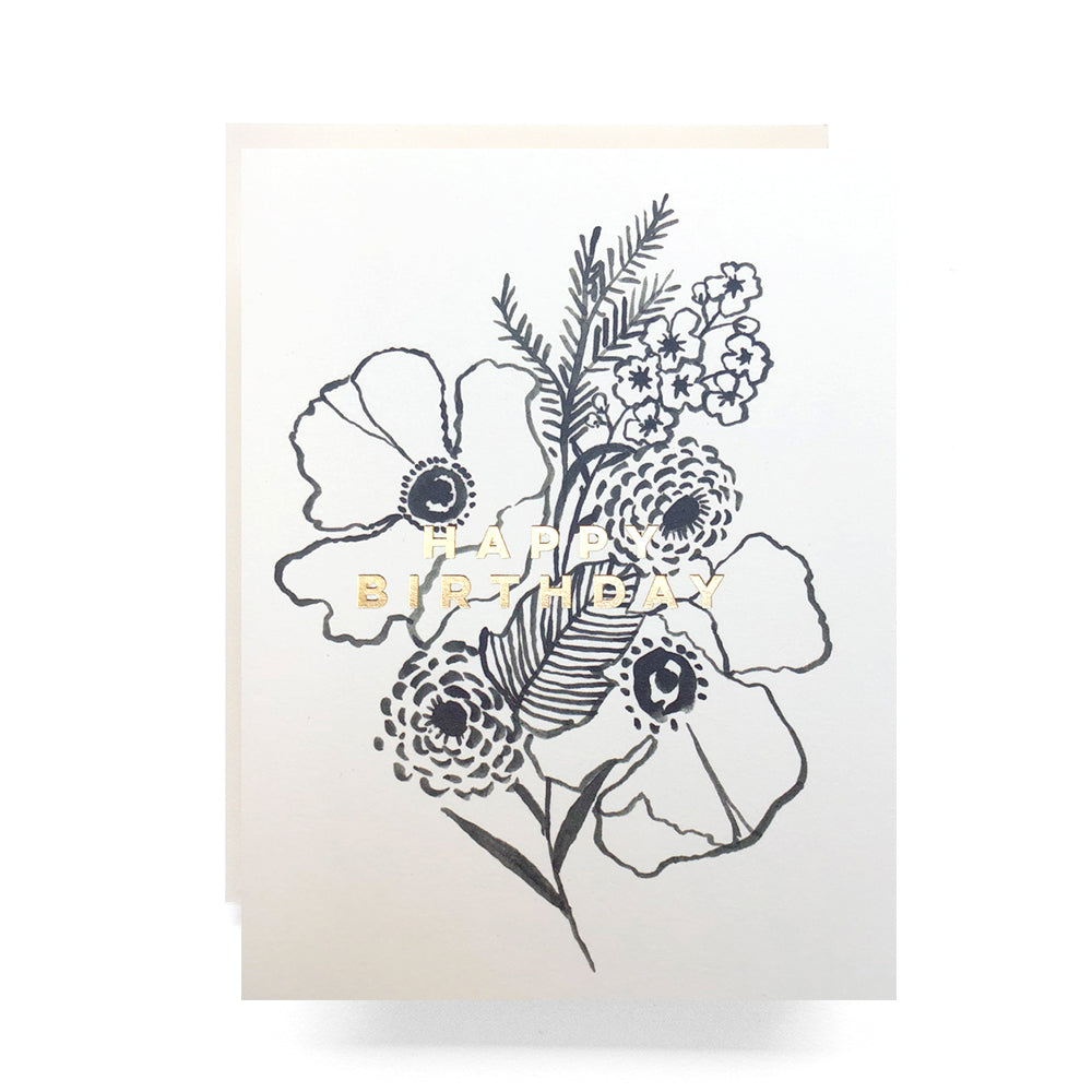 Beautiful birthday card with a bouquet of beautiful poppies, celebrating the beauty of nature and perfect for flower lovers.