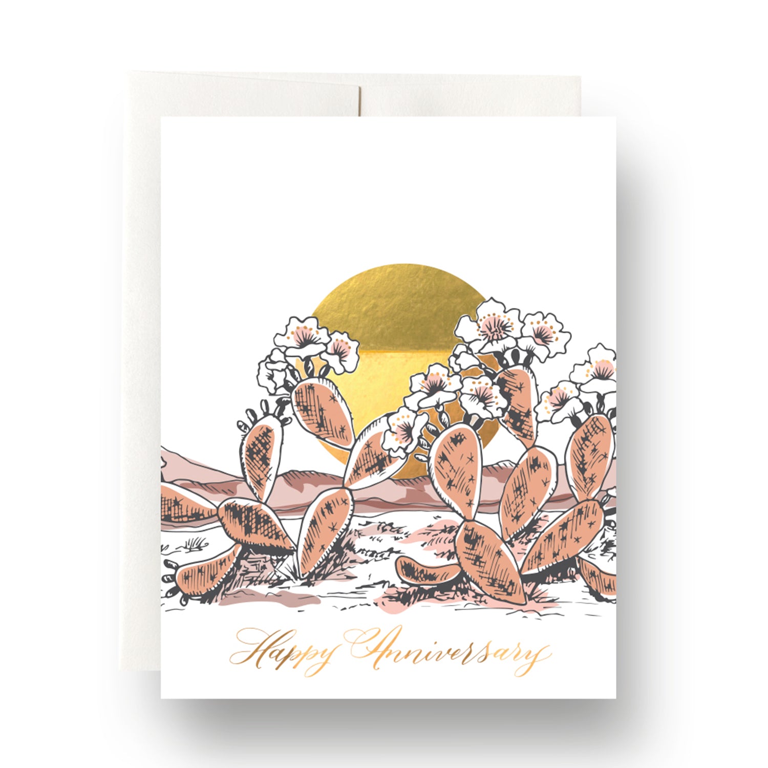 Prickly Pear Anniversary card with cactus design - ideal for celebrating enduring love.