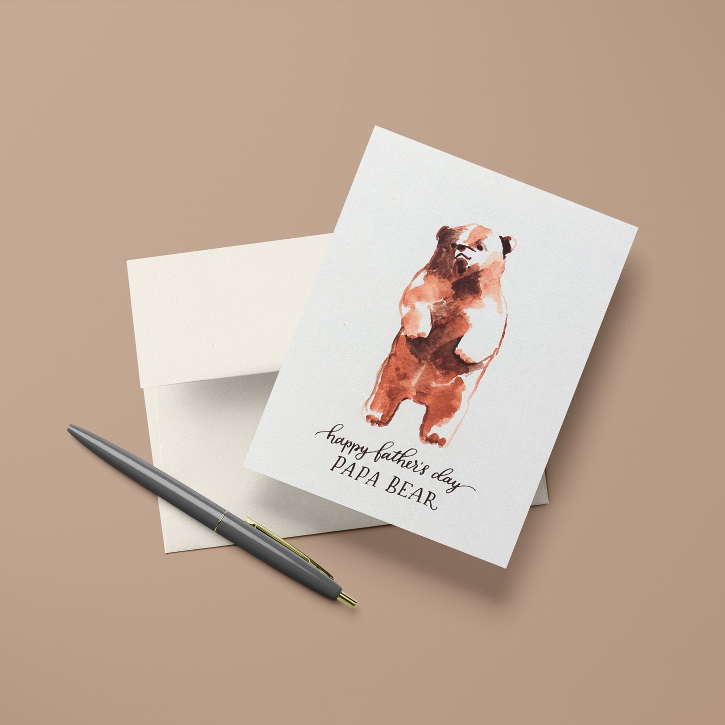 Papa Bear card with a cute bear illustration, perfect for celebrating Father’s Day with a warm and playful touch.