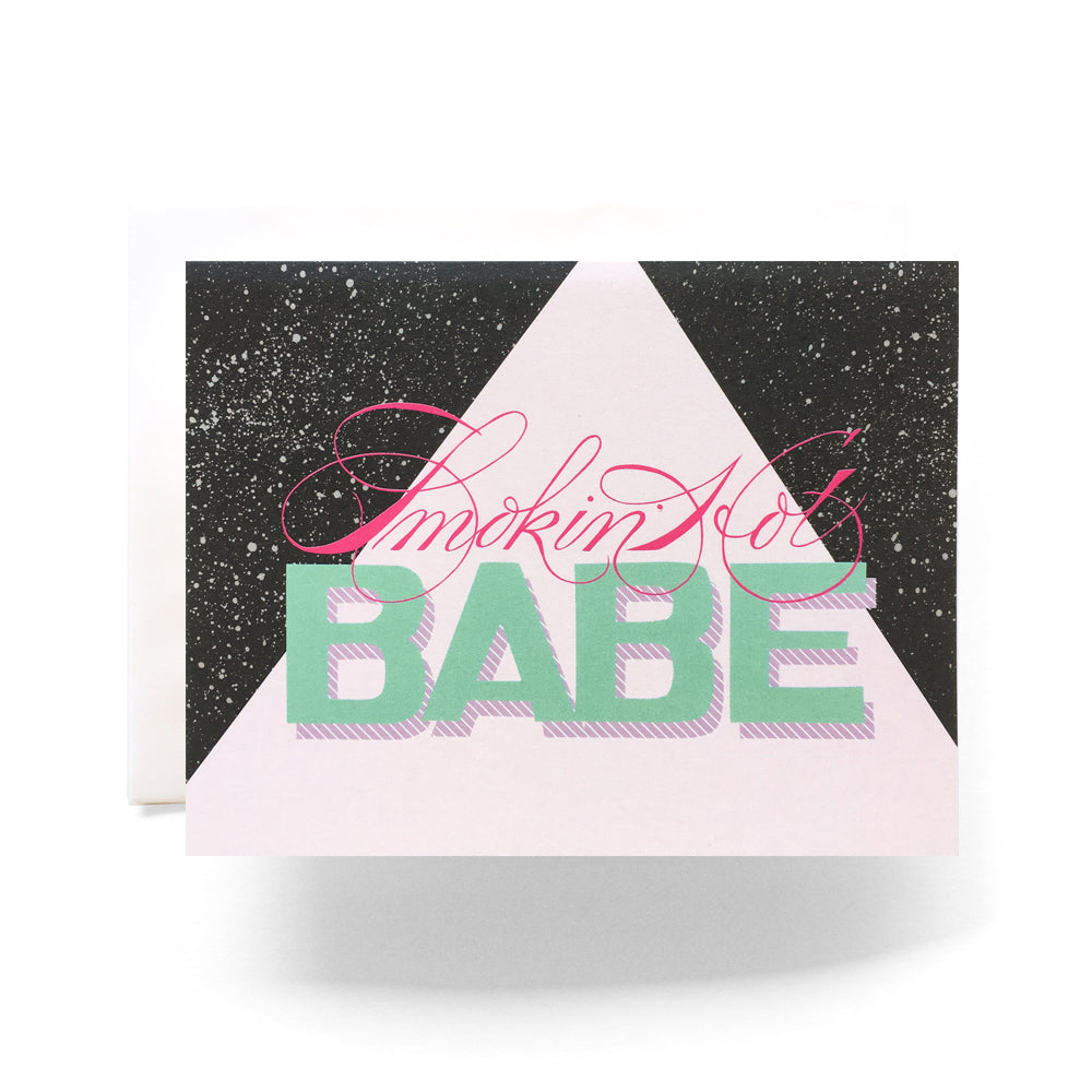 Smokin' Hot Babe card with playful abstract design - ideal for flirtatious and romantic messages.