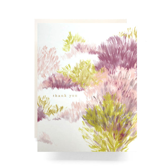 Thank you card with a subtle watercolor grass in soft, muted colors for a warm, personal touch