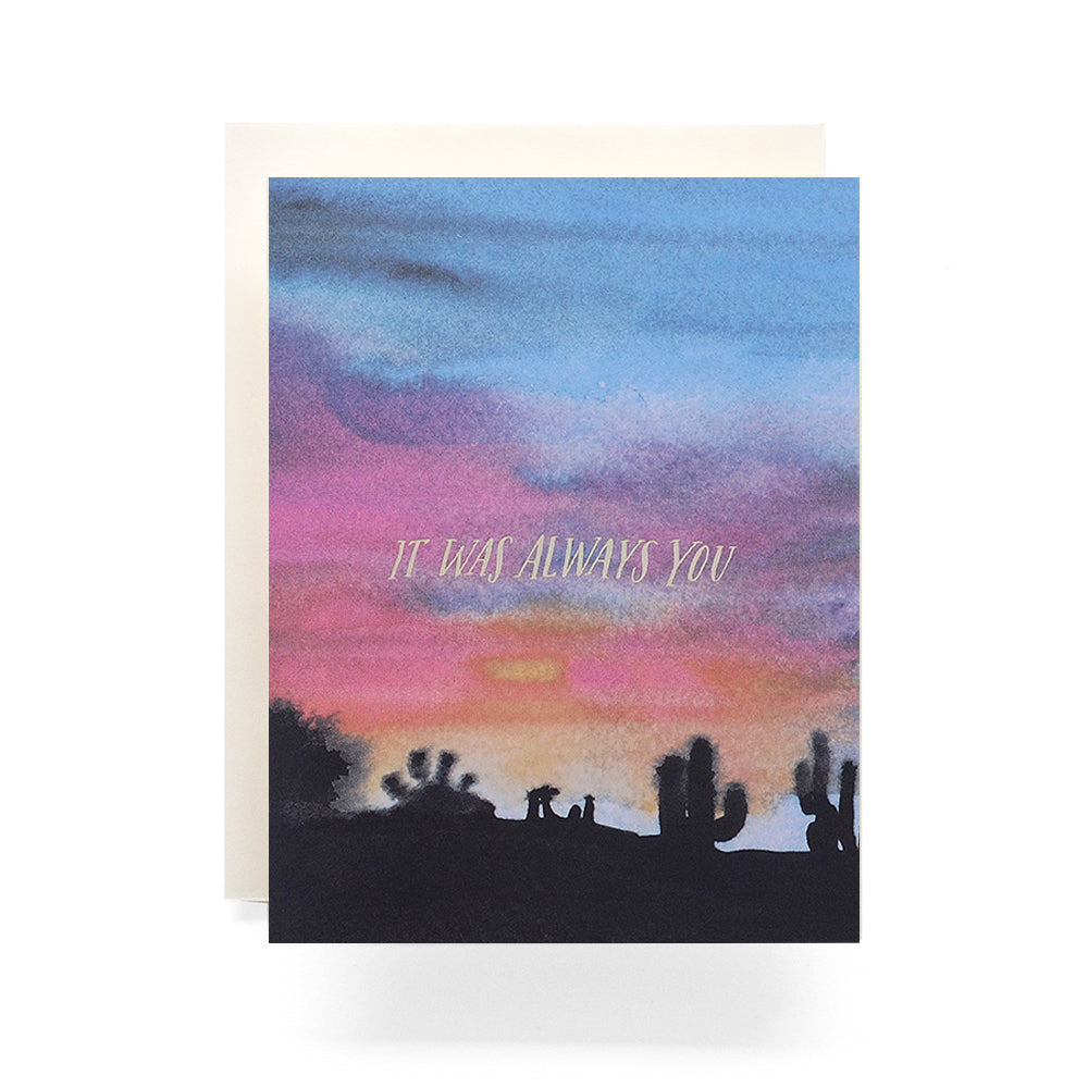 Sunset Always You card with a sunset illustration - expressing love and commitment.