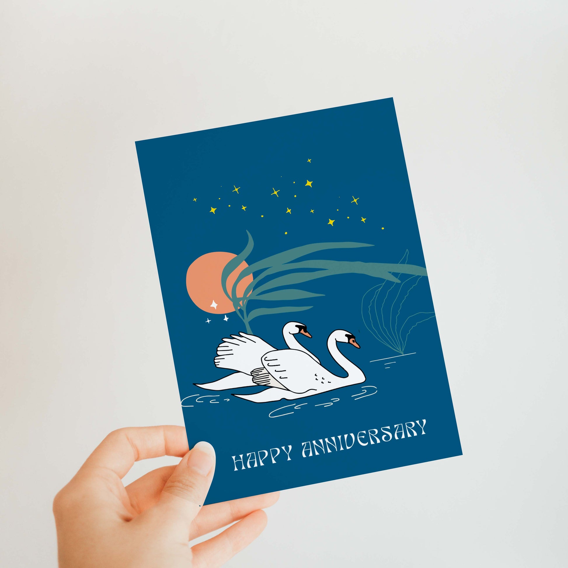 Swans Anniversary card featuring elegant swans - perfect for celebrating love and anniversaries