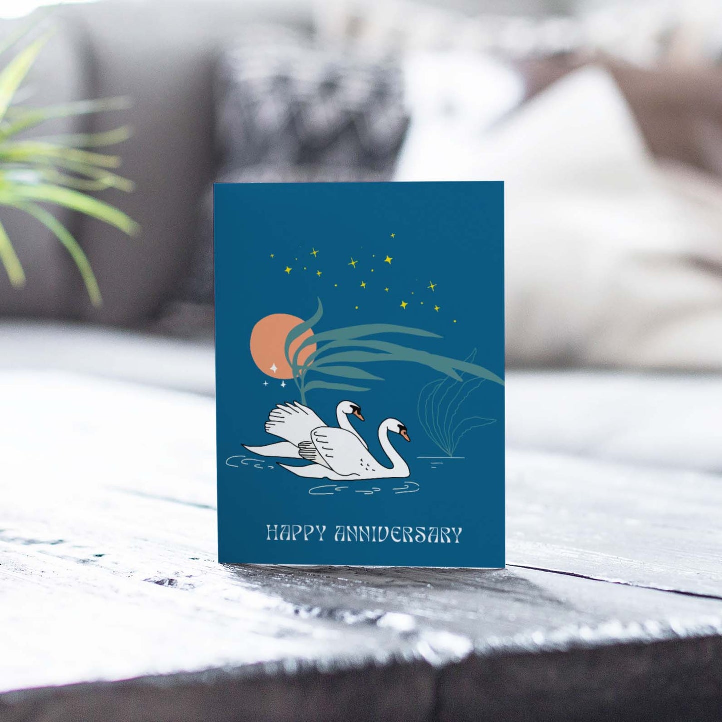 Swans Anniversary card featuring elegant swans - perfect for celebrating love and anniversaries