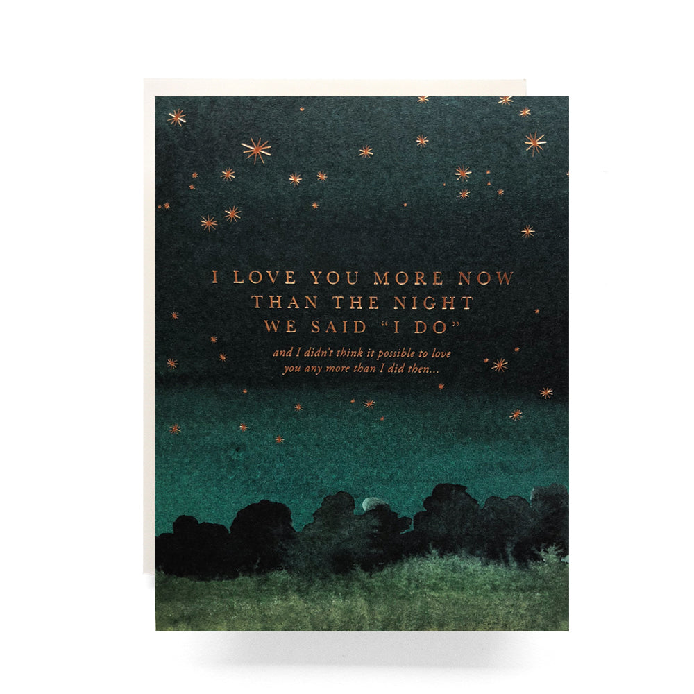 The Night We Said 'I Do' card capturing a romantic wedding night - perfect for wedding memories.