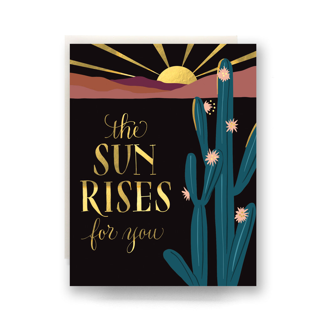 The Sun Rises for You card with sunrise desert design - a romantic card to express love and devotion.