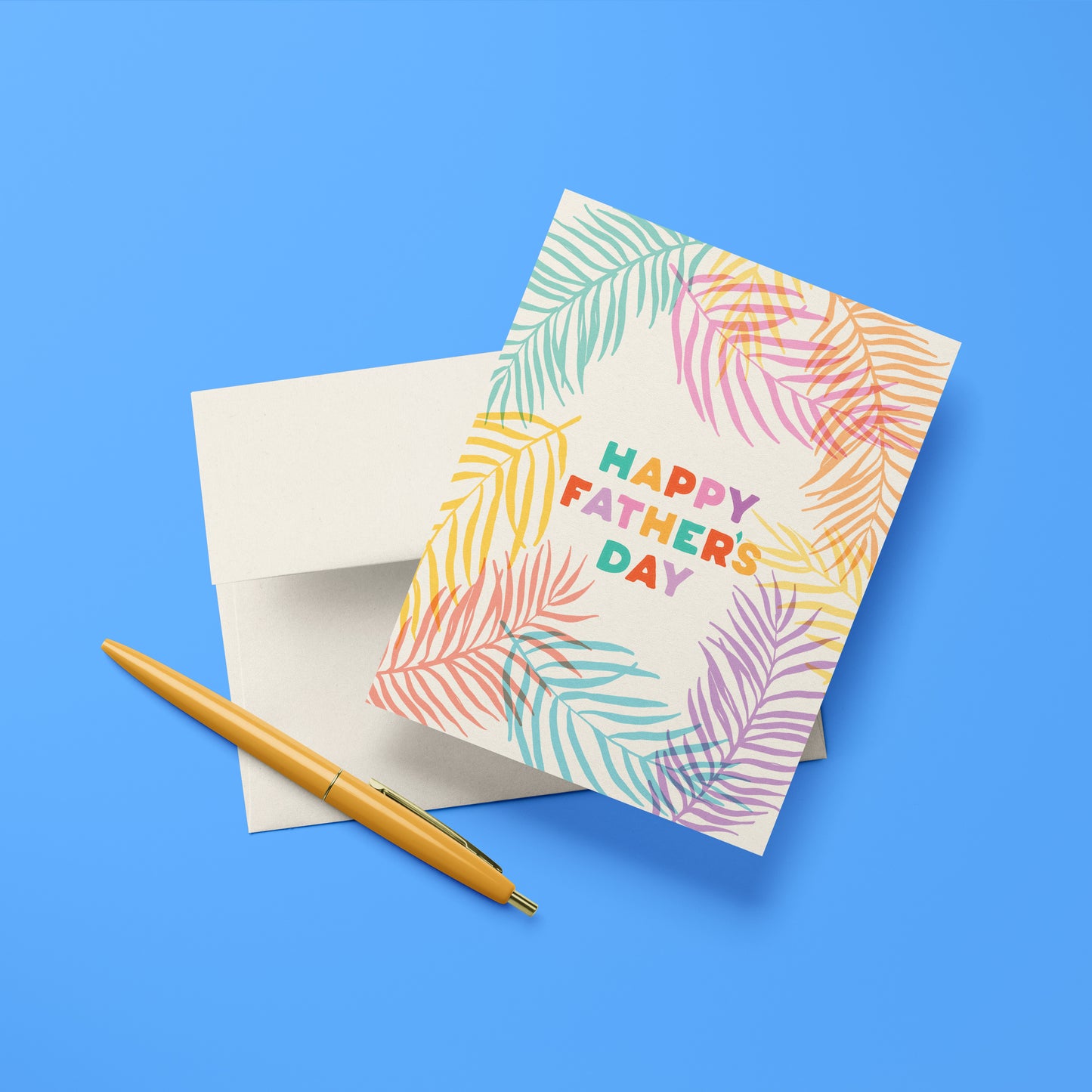 Tropical Father's Day card featuring colorful tropical plants, ideal for dads who enjoy island vibes and warm destinations.