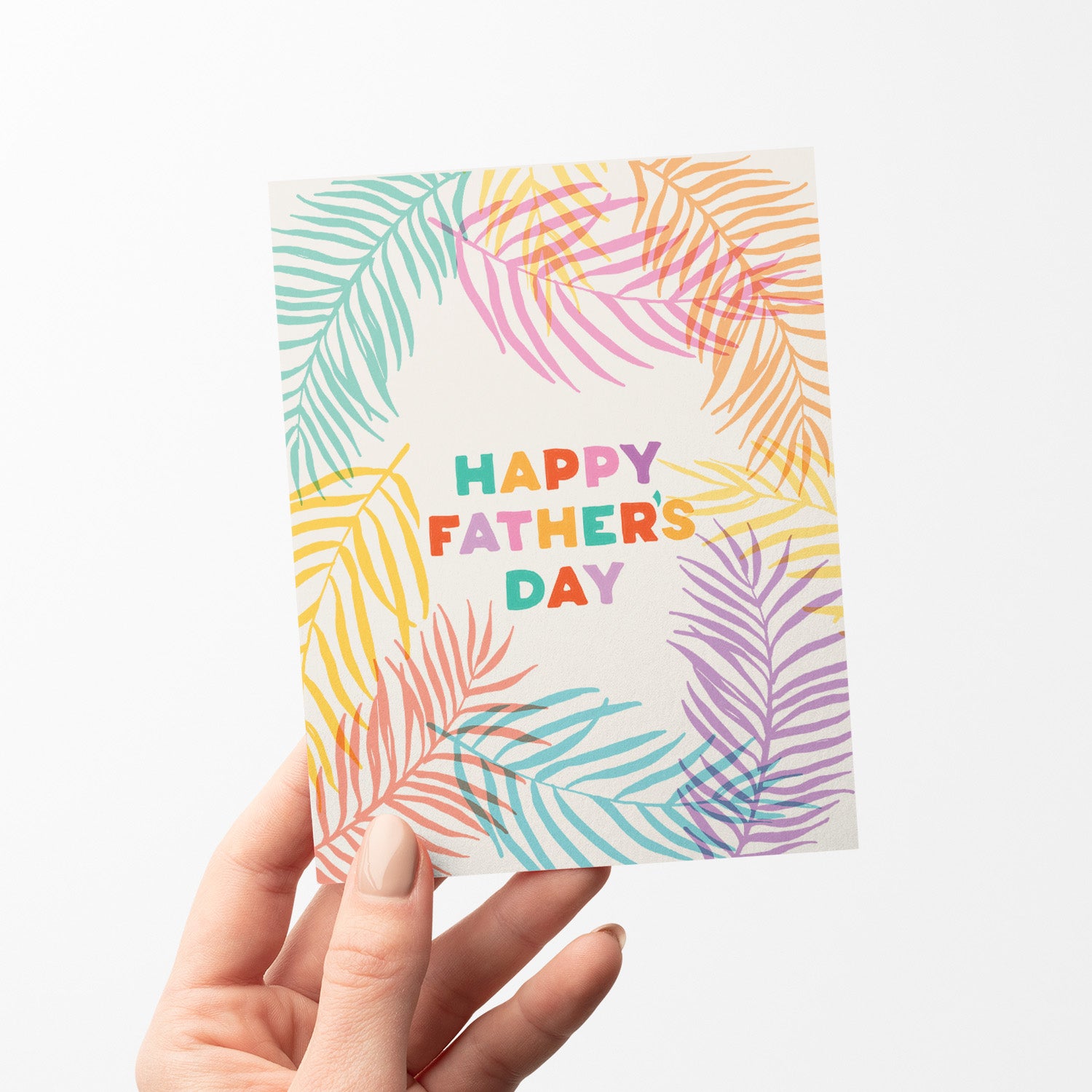 Tropical Father's Day card featuring colorful tropical plants, ideal for dads who enjoy island vibes and warm destinations.