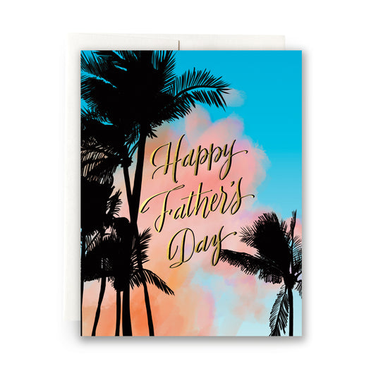 Palms Father's Day card featuring palm trees and a tropical vibe, ideal for dads who enjoy beach and tropical scenery.