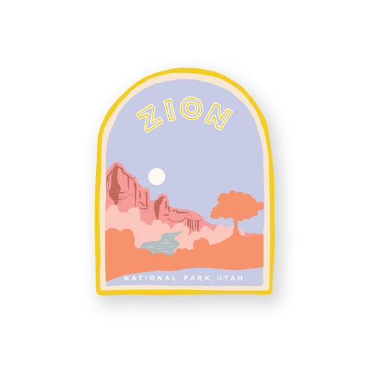 A Yosemite National Park sticker featuring the iconic the high canyon walls, including mountains, and a flowing river, perfect for outdoor enthusiasts and nature lovers.